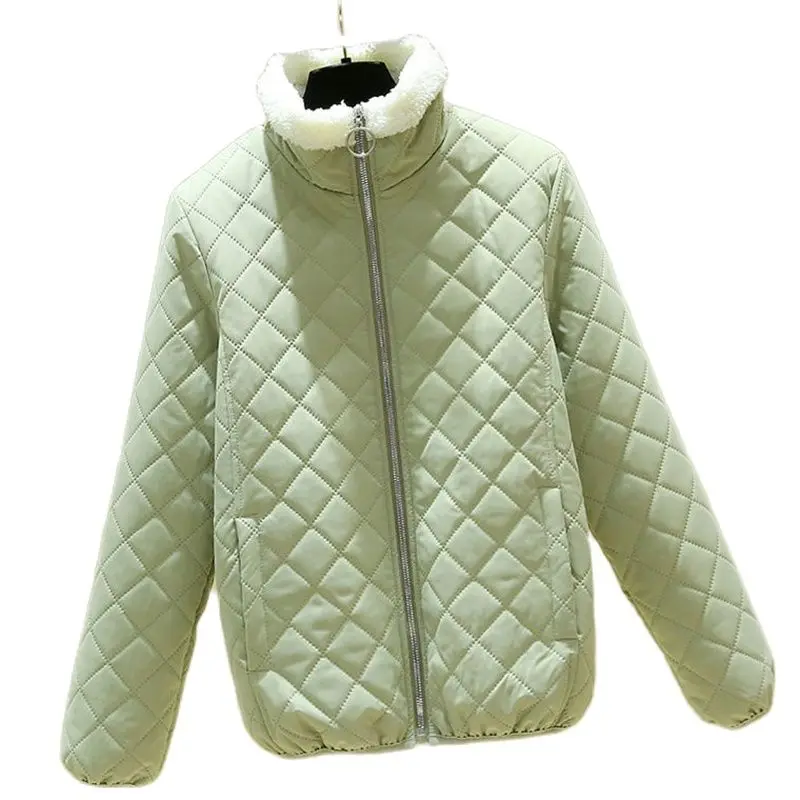 

Fashion Stand Collar Lamb Fleece Cotton Coats Women Spring Autumn Winter Jacket Keep Warm Short Outerwear Pikes Coat Female