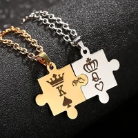 stainless steel necklace couple necklace king queen crown pendant accessories