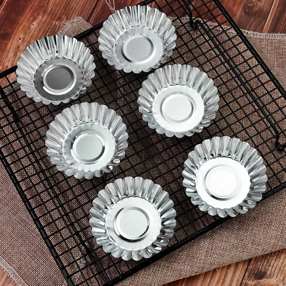 

8pcs Silver Stainless Steel Cupcake Egg Tart Mold Cookie Mould Nonstick Cake Egg Baking Mold Pastry Tools for Kitchen