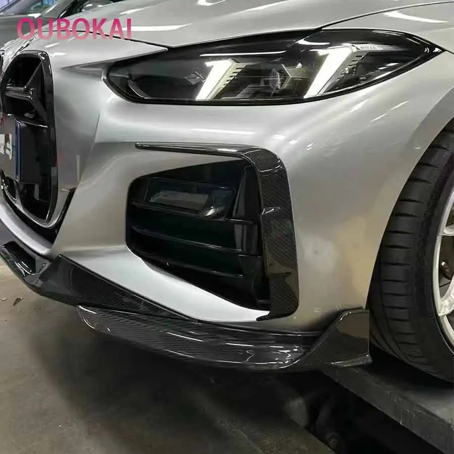 Фото Для BMW 4 серии G22 G23 2020+ Комплект обвеса из карбона: передний бампер, ветровые ножи, сплиттеры, спойлеры, воздуховоды, декоративные накладки №4