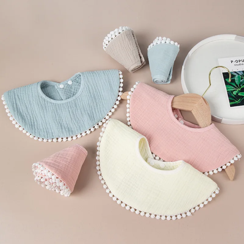 

Baby Solid Color Lace Bibs Burp Cloths for Newborn Infant Cotton Soft Drool Bib Saliva Towel for Boys Girls Baby Accessories