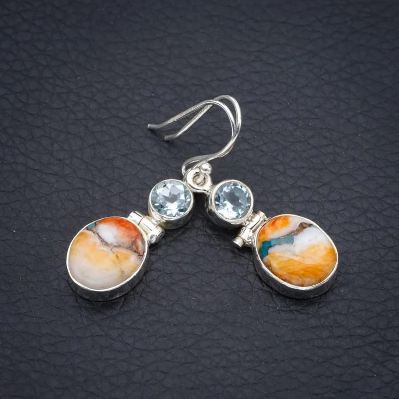 

Медные серьги с халцедоном, topazems, ручная работа, цвет голубой, серебряные серьги 1,5 дюйма F5560