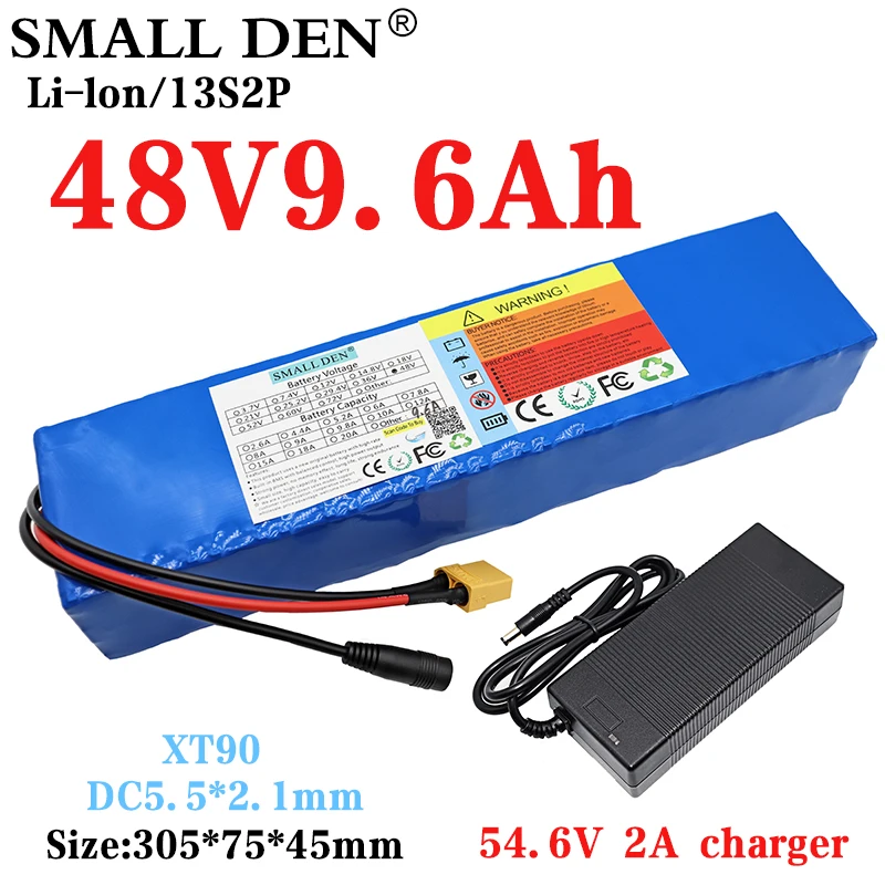 

48V 9.6Ah 21700 Lithium battery pack 13S2P High power ebike batteries DC54.6V electric bicycle scooter With 15A BMS+ 2A Charger