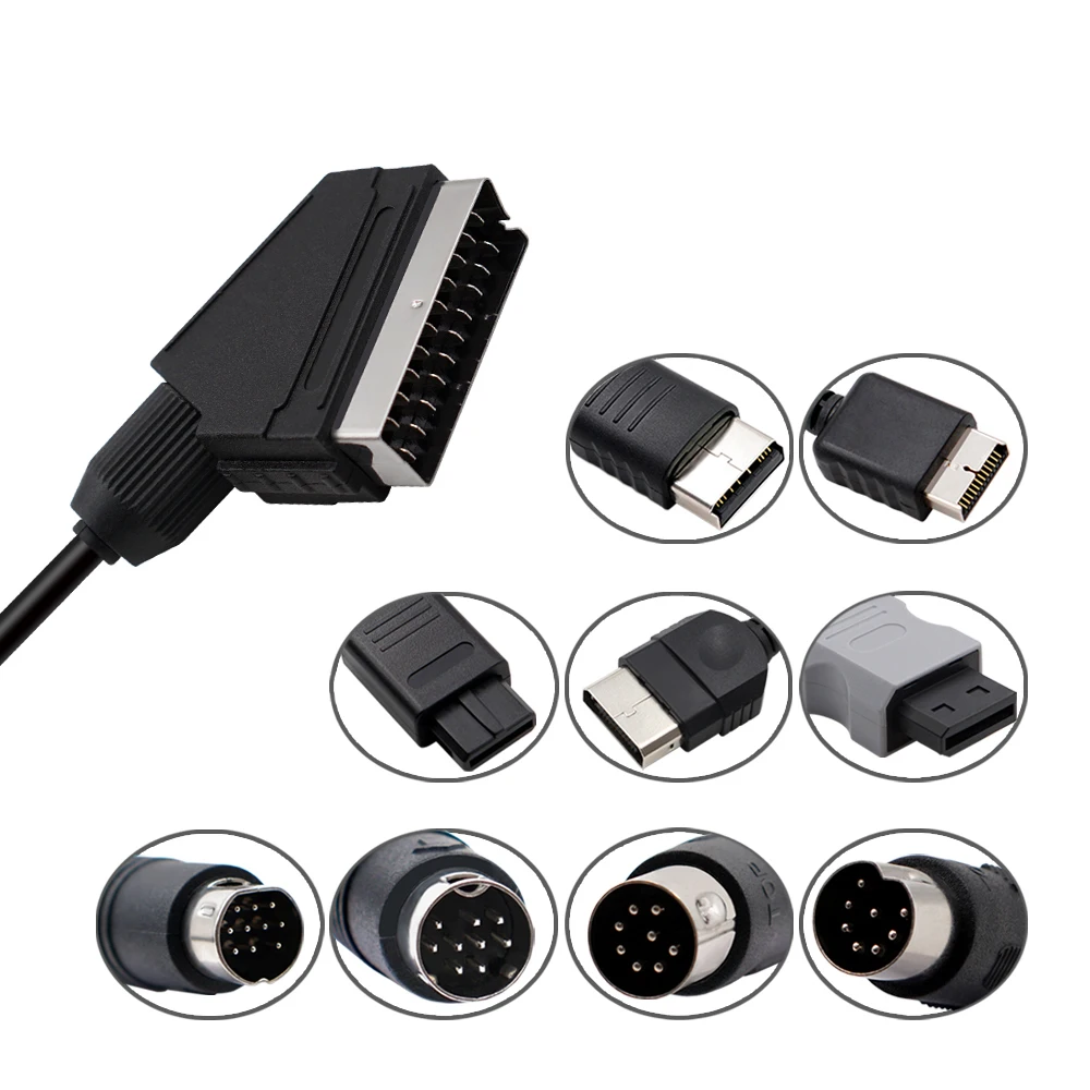 1 8 м RGB Scart кабель для PS2/PS1/PS3/SEGA MD1/MD2/Dreamcast/Saturn/XBOX 360 Ретро видеоигры Consoels от bitfunx |