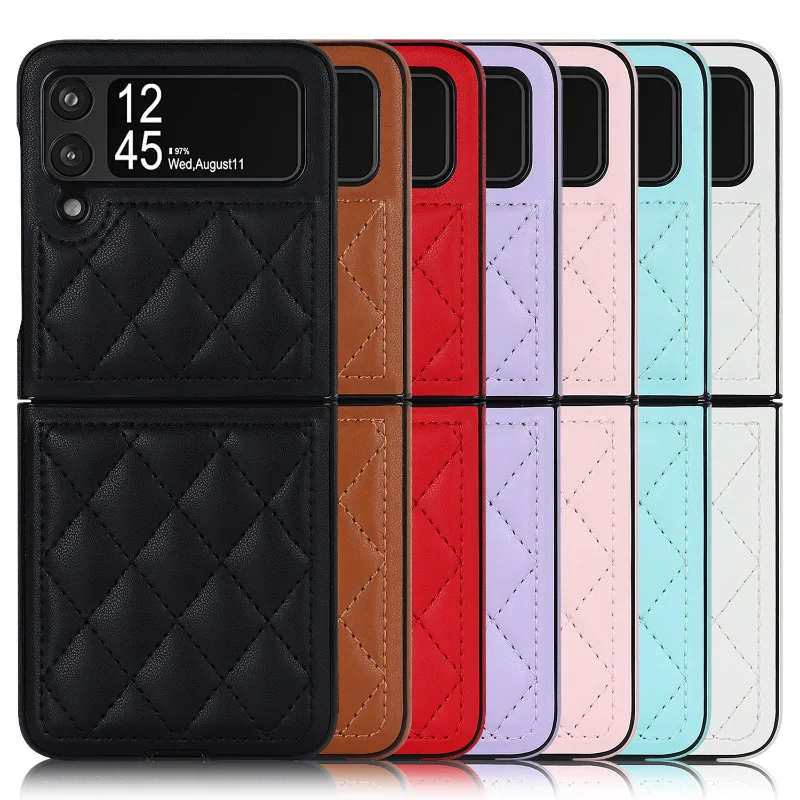 

fashion brand leather cloth Phone Case For Samsung Galaxy Z Flip 4 3 5G Shockproof Full Protective cover bumper Coque