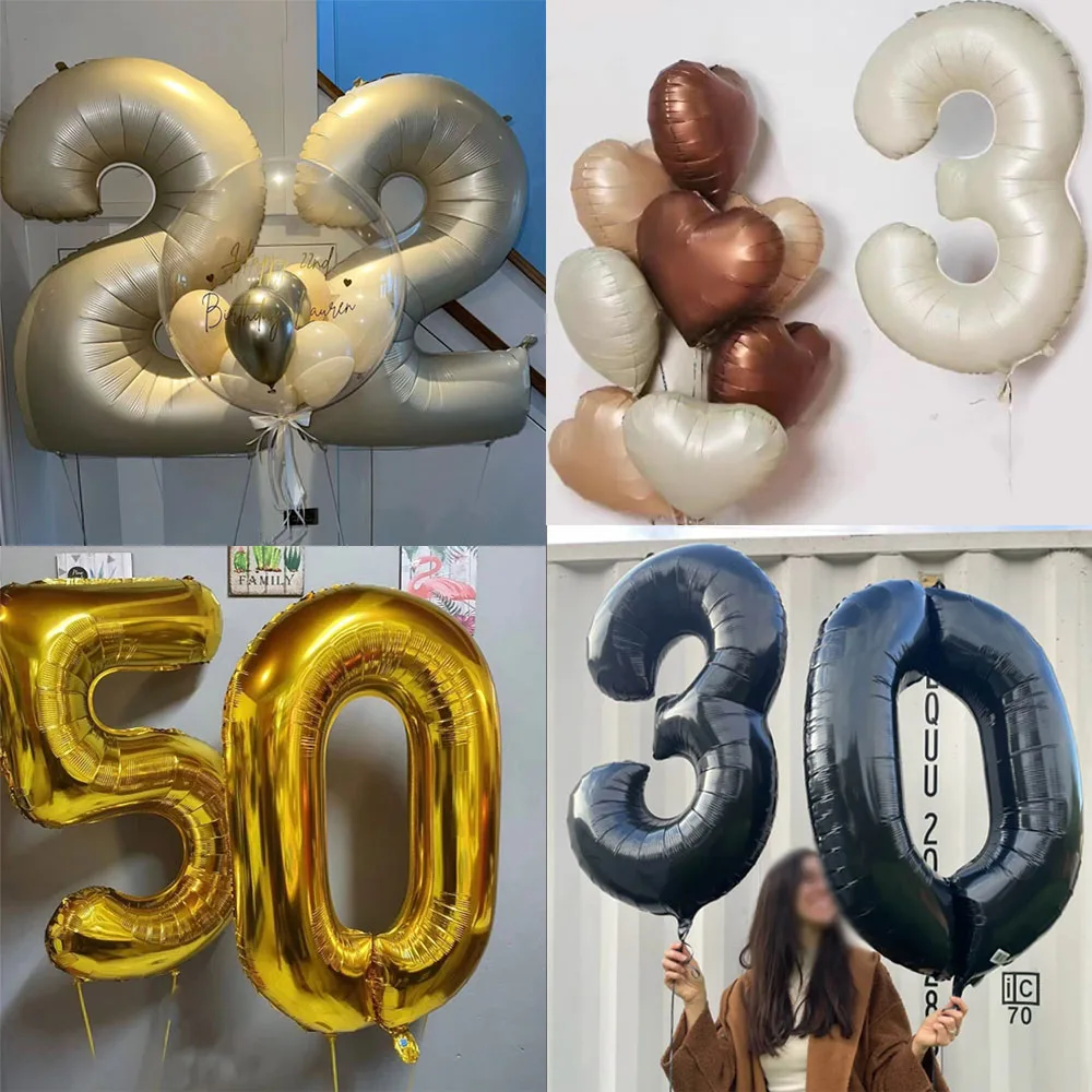 

Гелиевый Цифровой шар, 32/40 дюймов, кремовый, черный, золотистый цвет, 0-9