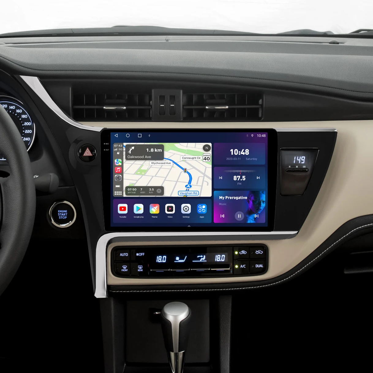 

QLED 2K 8G+256G Android Car Multimedia Radio For Toyota Corolla 11 E170 Auris E180 2017-2019 GPS Navigation CarPlay Auto Stereo