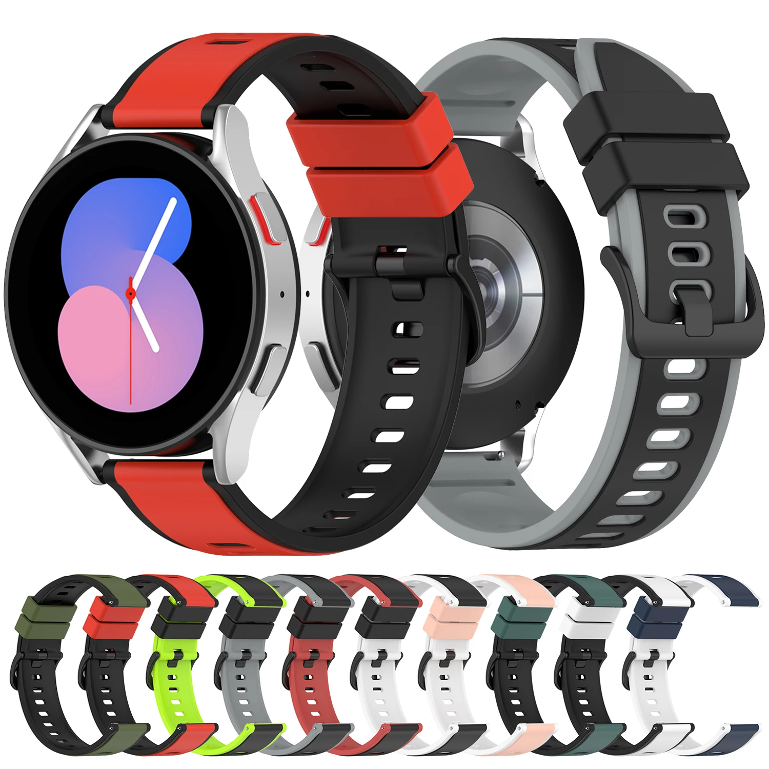 

20 22mm Silicone Strap For Samsung Galaxy Watch 5 Pro 45mm 44/40mm Watch 4 Classic 46/42mm Active 2 Gear S3 Sports Band Bracelet