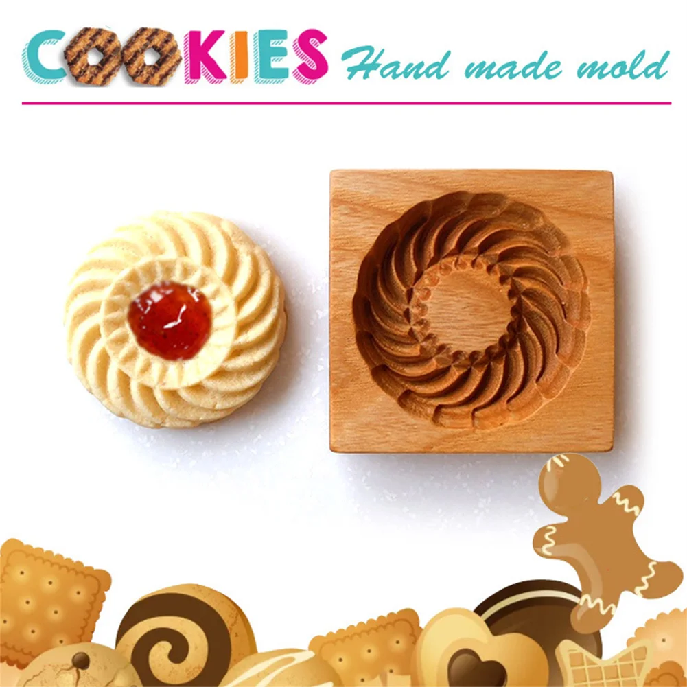 

Wooden Cookie Mold Cutter 3D Cake Embossing Baking Mold Wooden Gingerbread Cookie Moulds Press Cutter Bakery Gadgets