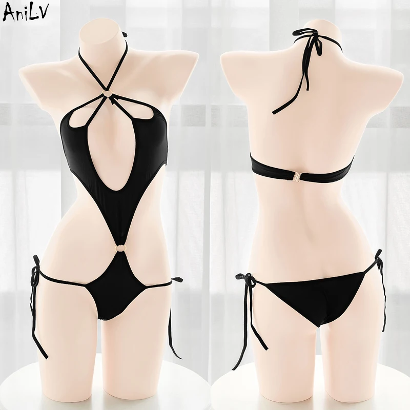 

LCSP Summer Beach Sexy Girl Strap Halter One-piece Swimsuit Anime Bodysuit Swimwear Pool Party Cosplay Costume