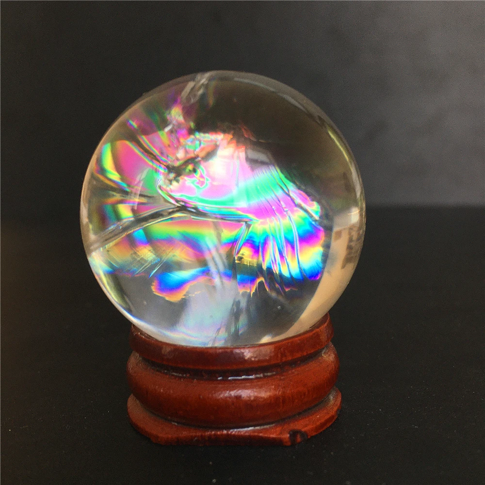 

Natural Rainbow Quartz Crystal Ball Sphere Magic Reiki Gemstones Meditation Wicca Chakra Healing Stone Home Decoration