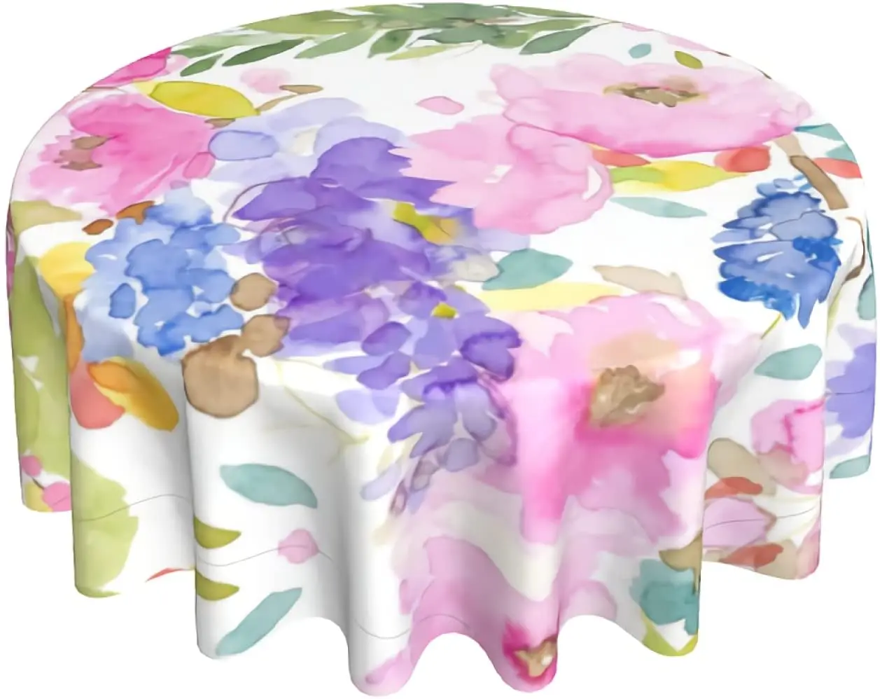 

Watercolor Flower Tablecloth 60 Inch Round Colourful Florals Table Cloths Waterproof Table Cloth Cover