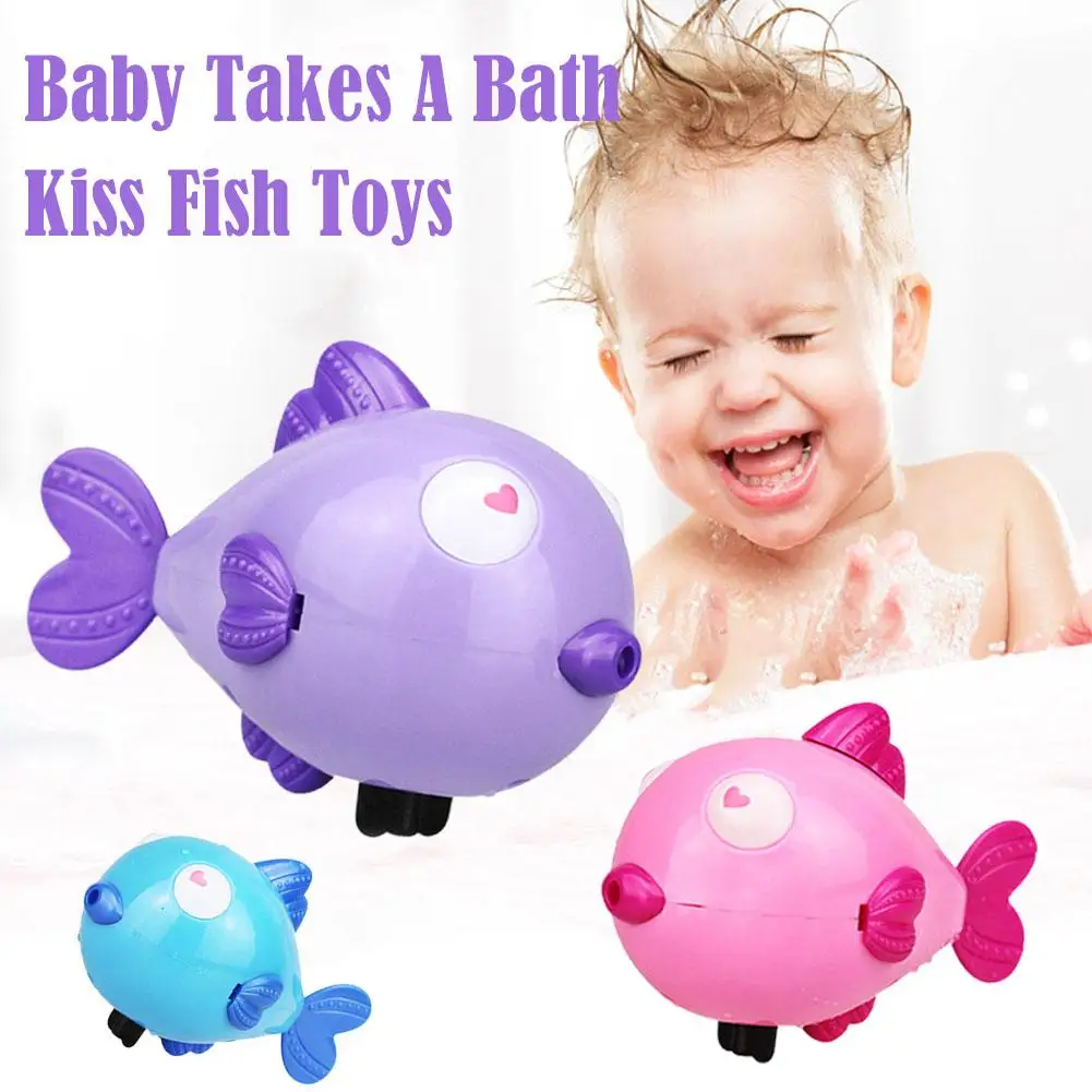 

1Pc Baby Bath Kiss Fish Toys Cute Swimming Pool Beach Classic Chain Clockwork Water Toy For Kids Funny Water Playing Toys E3R4