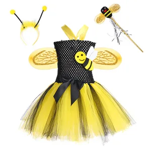 Yellow Bee Costume for Girls Tutu Skirt Wand Party Carnival Festival Outfits Halloween Cosplay Stage Performance Wear