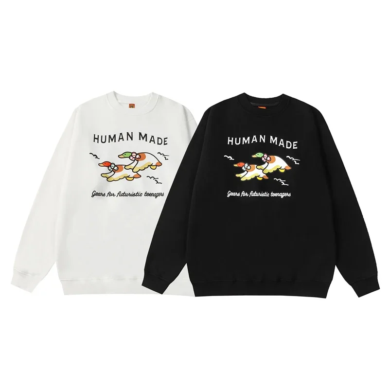 

23SS New 인간이 만든 Hoodies Flying Duck Print Made By Men Women Pullovers Standard Cotton Crew Neck Fashion Sweatshirts