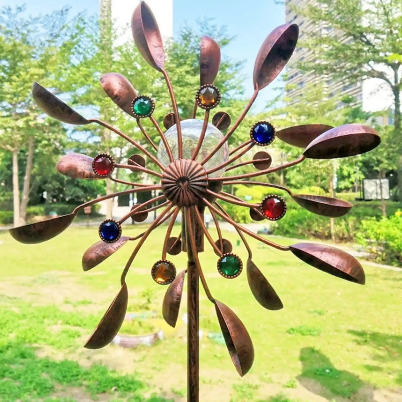 

Solar Windmill Led Multicolor Lights Wind Spinners Yard Quietly Decoration Pinwheel Lights Night Bright Rotate Durable Gard X9p1