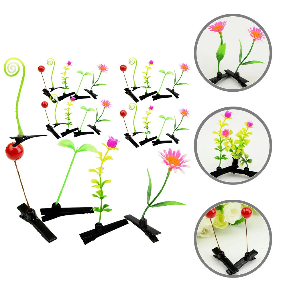 

Mini Hair Clips Girls Simulation Festival Hairpin Barrettes Little Red Flower Sprout Metal Bean Child