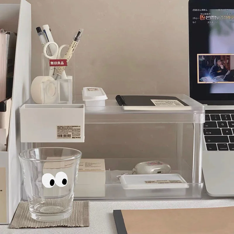 

Прозрачная Пластиковая Полка для хранения, 2-уровневый органайзер для косметики, полки, Настольная полка для хранения, бытовой Органайзер, а...