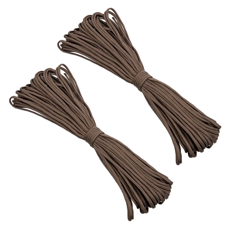 

2X 100Ft 550 Cord Para Cord Para Chute Survival Cord - Coyote Brown