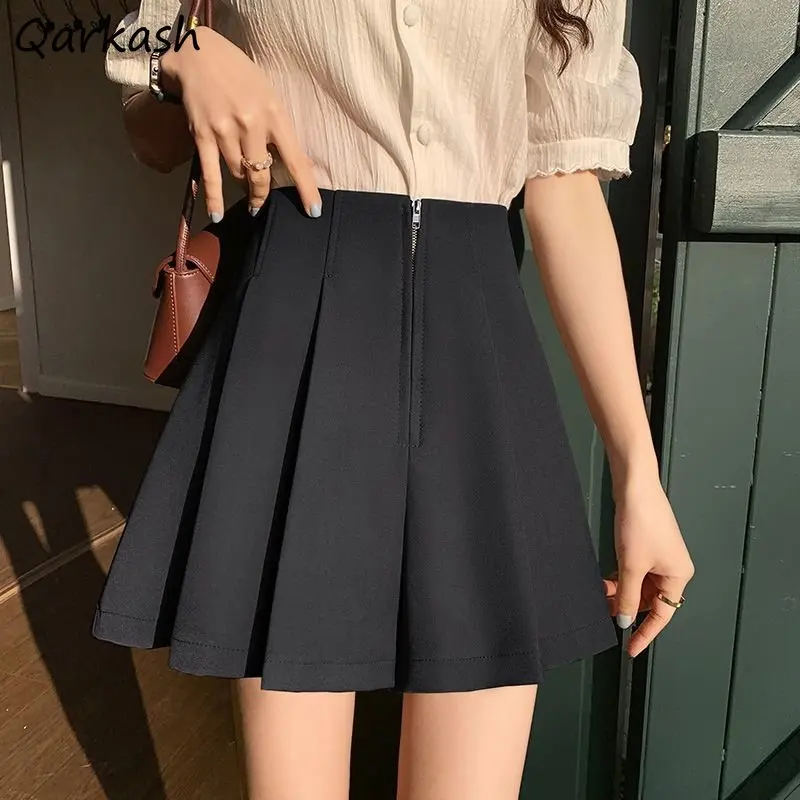 

Женские плиссированные шорты с высокой талией, модные элегантные широкие повседневные однотонные универсальные офисные нежные шорты в Корейском стиле для женщин на лето