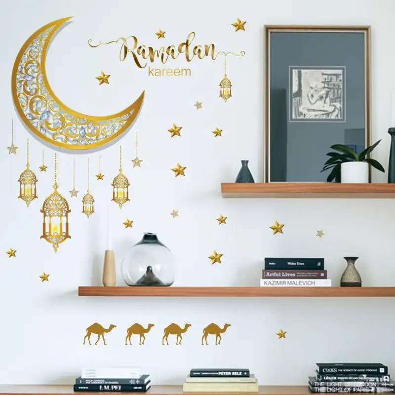 

Self-adhesive Background Wall Decoration Decoration Eco-friendly Wall Stickers Waterproof Moon Star Lantern Ornaments Non-toxic
