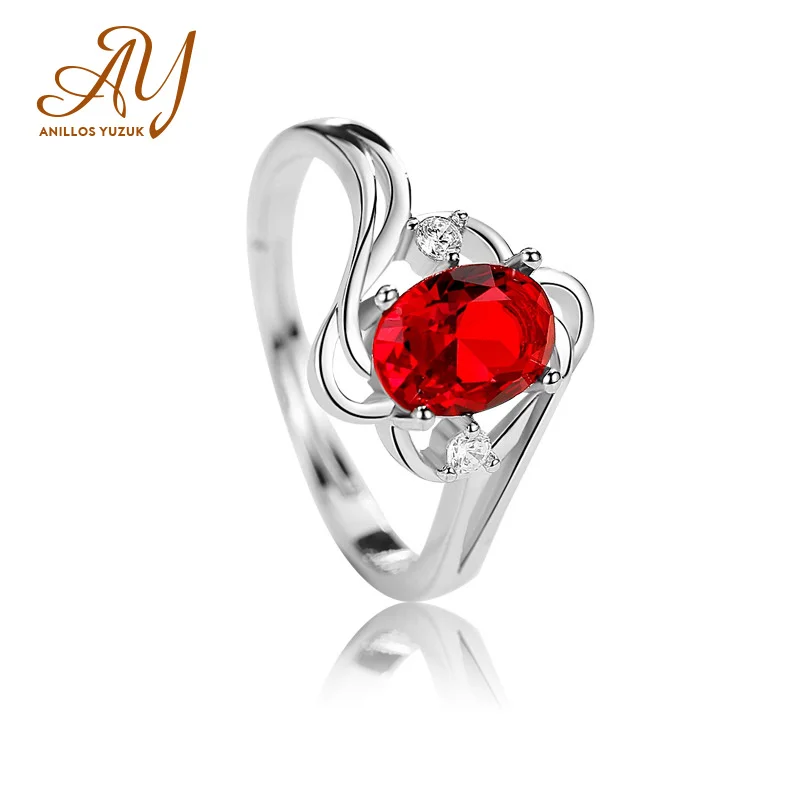 Женское кольцо с овальным Рубином Anillos Yuzuk открытое свадебное Ювелирное