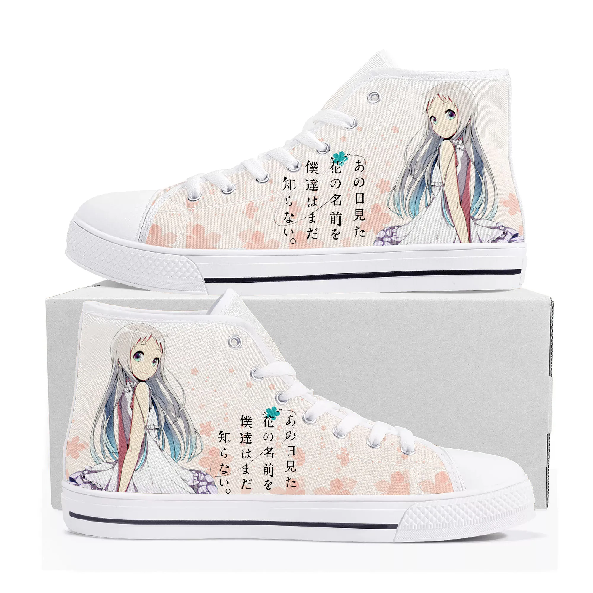 

AnoHana The Flower We Saw That Day High Top Sneakers Mens Womens Teenager Canvas Sneaker Anime Casual Couple Shoes Custom Shoe