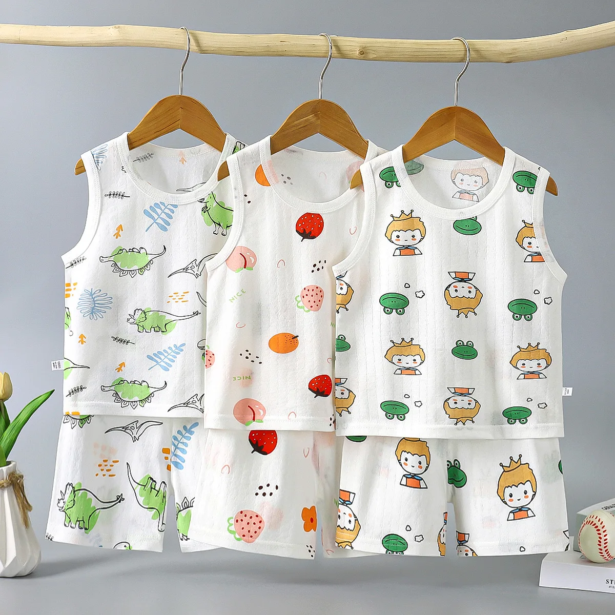 

2Pcs Kids Boys Clothes Summer Sport Outfits Toddler Baby Children Sleeves White Tank Tops Shorts Set Infant Boys Clothing Set