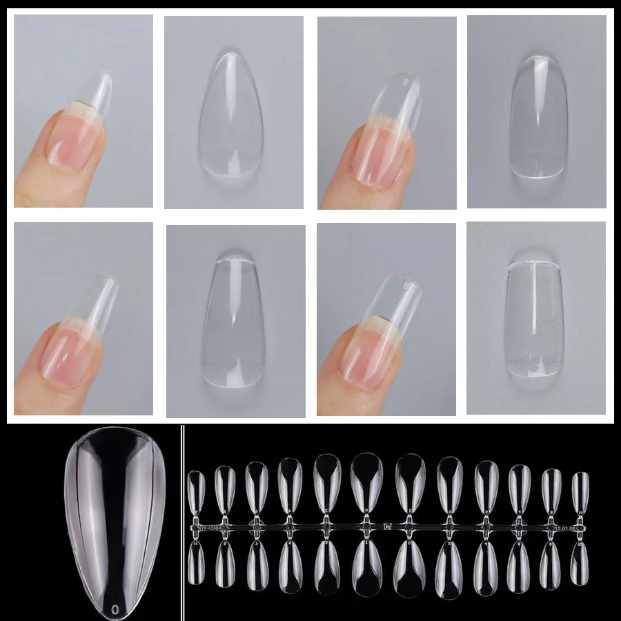 

240Pcs Fake Nail Clear Gel X Almond Press on Nail Full Cover Sculpted False Nails Extension Artificial Tips