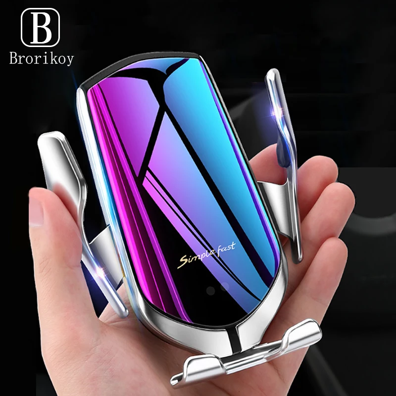 

Hot Selling R1 Automatic Clamping Smart Sensor Car Qi Wireless Charger Stand for iPhone 12 11 Xs Max XR 8 Samsung Xiaomi Huawei