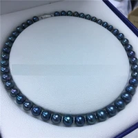 charming 189 10mm natural south sea genuine black round pearl necklace free shipping for women jewelry necklace