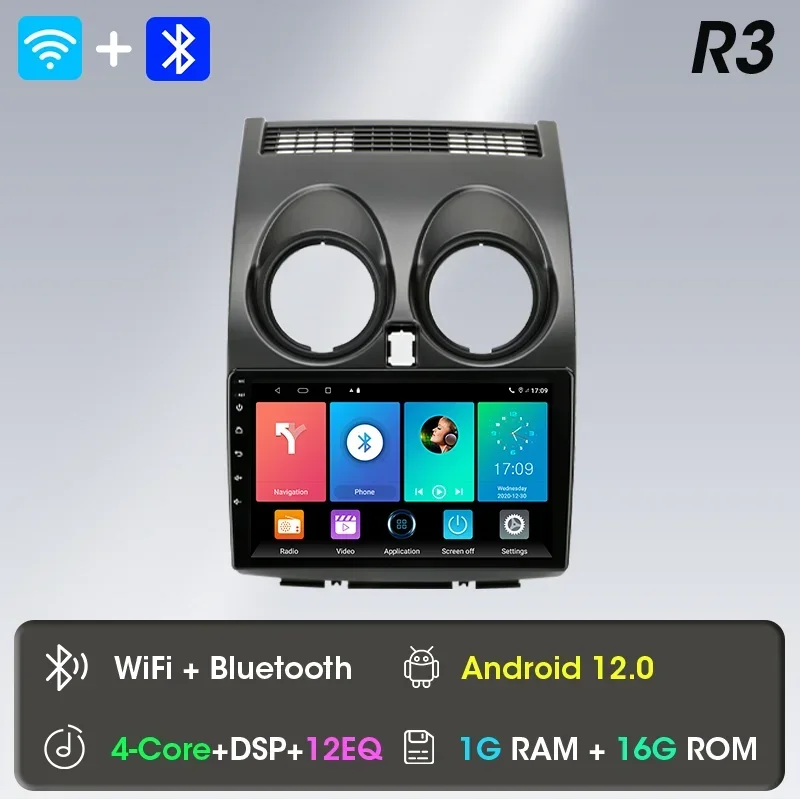 

2 Din Android 12 для Nissan Qashqai J10 2006-2013, автомобильный радиоприемник, мультимедийный видеоплеер, навигация, стереодинамики Carplay, головное устройство