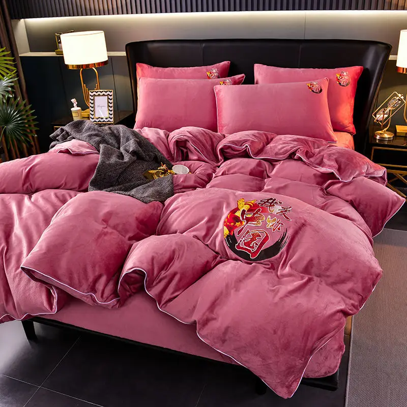 

Thickened Milk Velvet Coral Quilt Cover Single Piece Winter Thickened Plush Crystal Velvet Quilt Cover Double-Sided Velvet