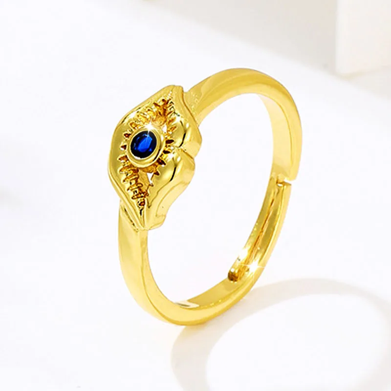 

2022 Fashion Gold Plating Opening Adjustable Trend Women Ring Openwork Eyes Design Micro Inlaid Zircon Charm Ladies Ring Jewelry