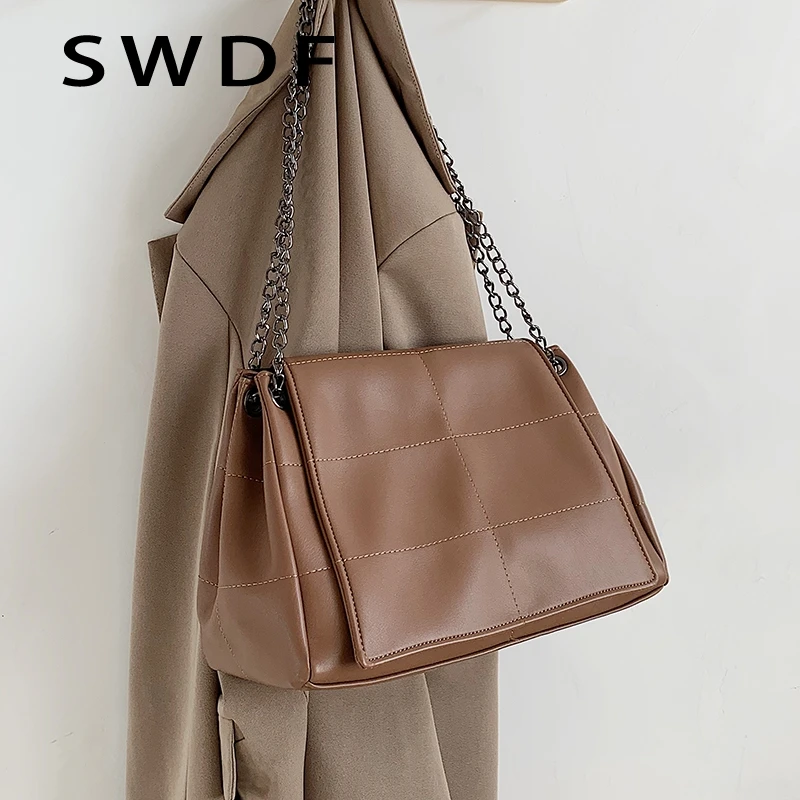 

Новые дизайнерские Роскошные модные женские маленькие сумки через плечо в клетку, сумки-тоуты из искусственной кожи на цепочке для женщин, ...