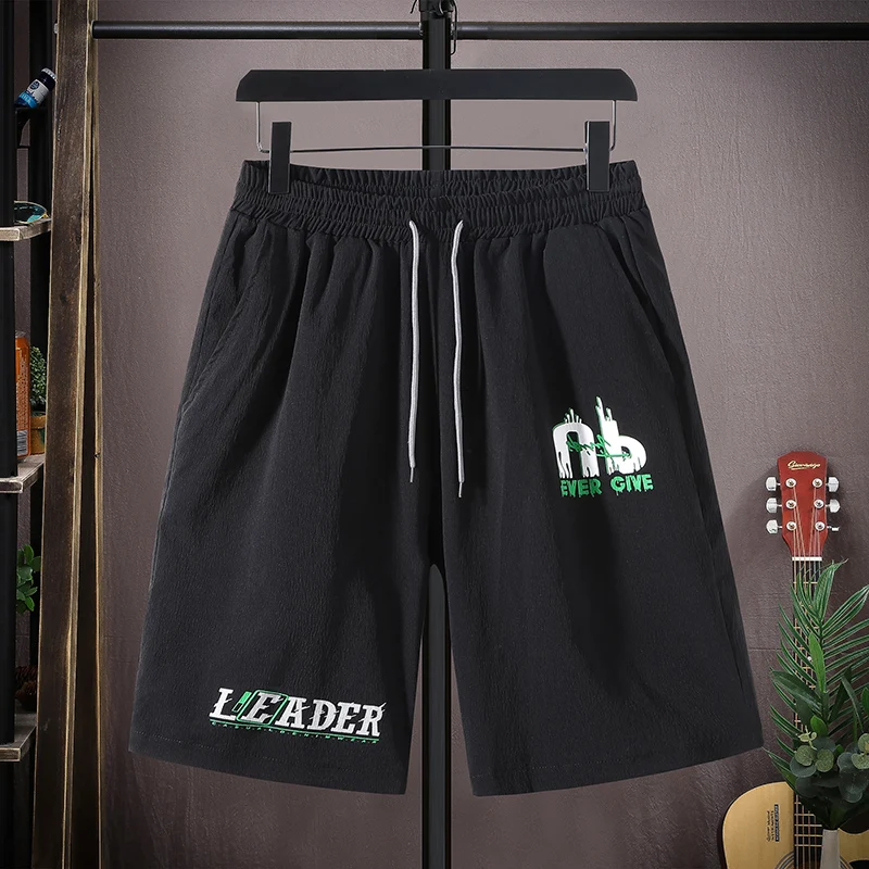 

Простые популярные шорты из ледяного шелка, мужские тонкие свободные повседневные брюки большого размера, пляжные брюки