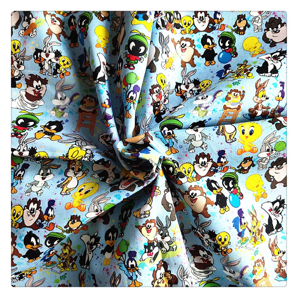 

Cheap Sale Good Quality 100%Cotton Woven Poplin Cute Animal Baby Characters Printing Fabric For Face Mask