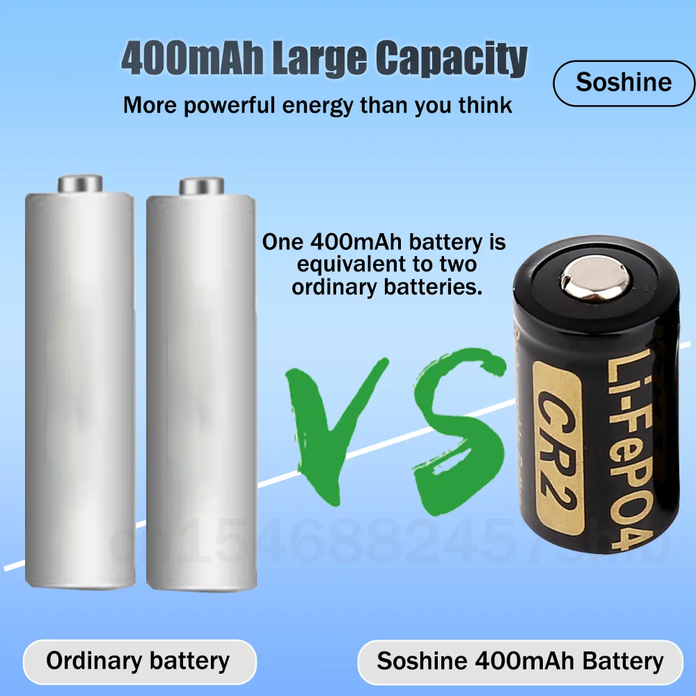Soshine 3 в 400 мАч CR2 15266 KCR2 CR15H270 CR15266 Перезаряжаемый Аккумулятор LiFePO4 для Светодиодный