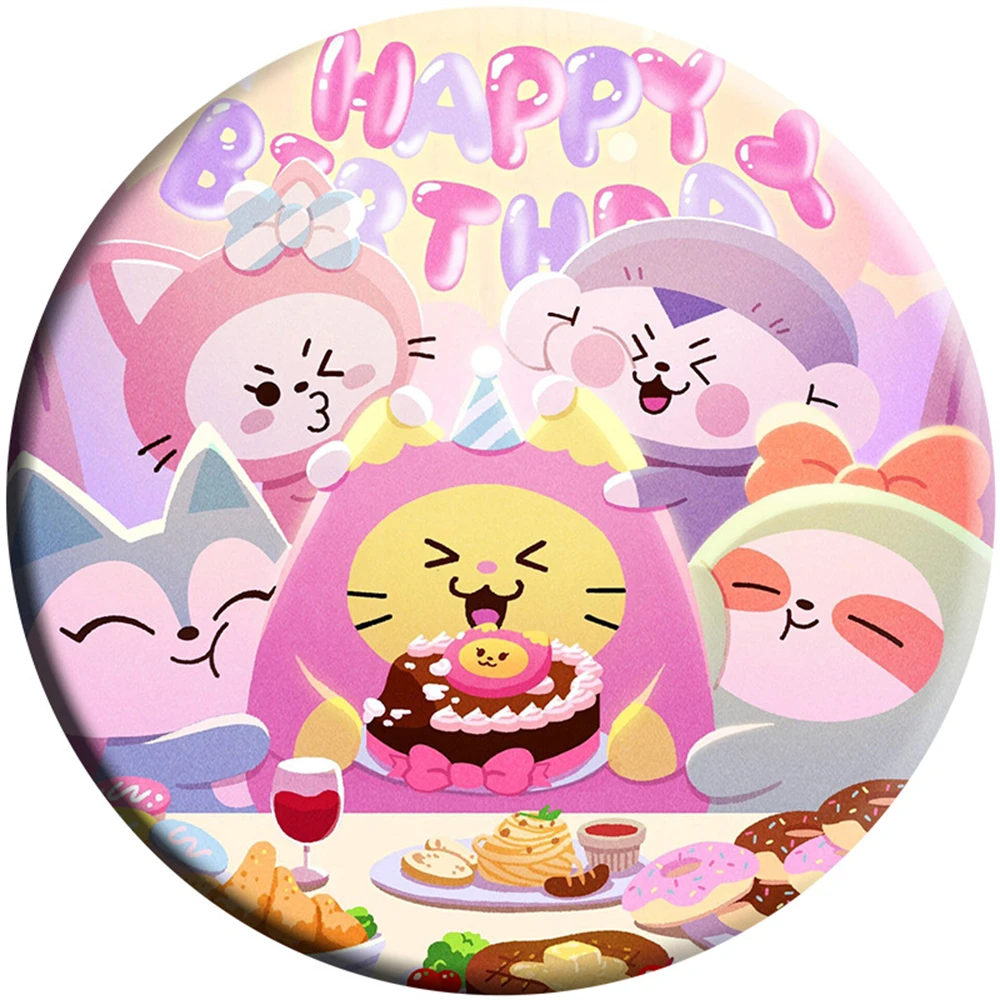 KPOP ITZY MDZY мультяшный круглый жестяной значок брошь с зеркальной подвеской брелок