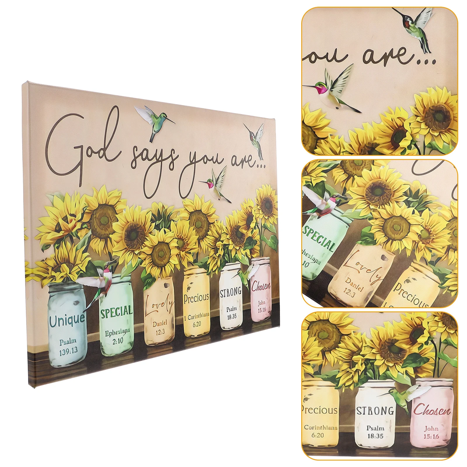 

Farmhouse Wall Decor Hanging Canvas Hummingbird Rustic Sunflower Paintings Bedroom Living Office