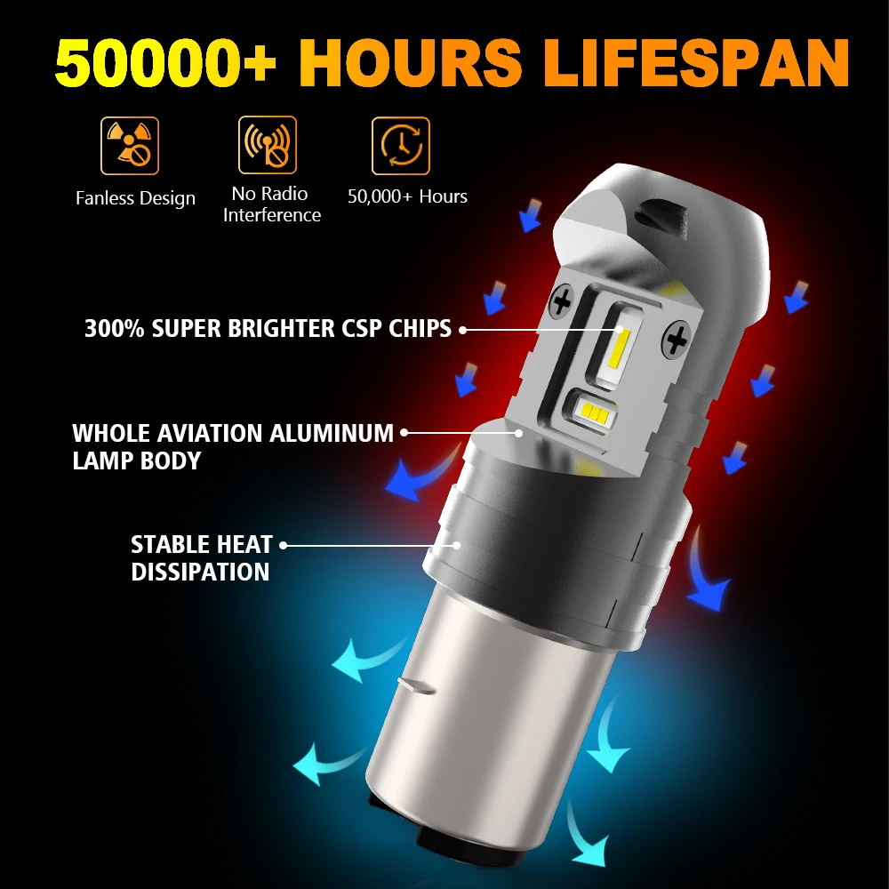 BA20D светодиодный мотоциклетная лампа с ближним/дальним светом для мотоцикла ATV UTV