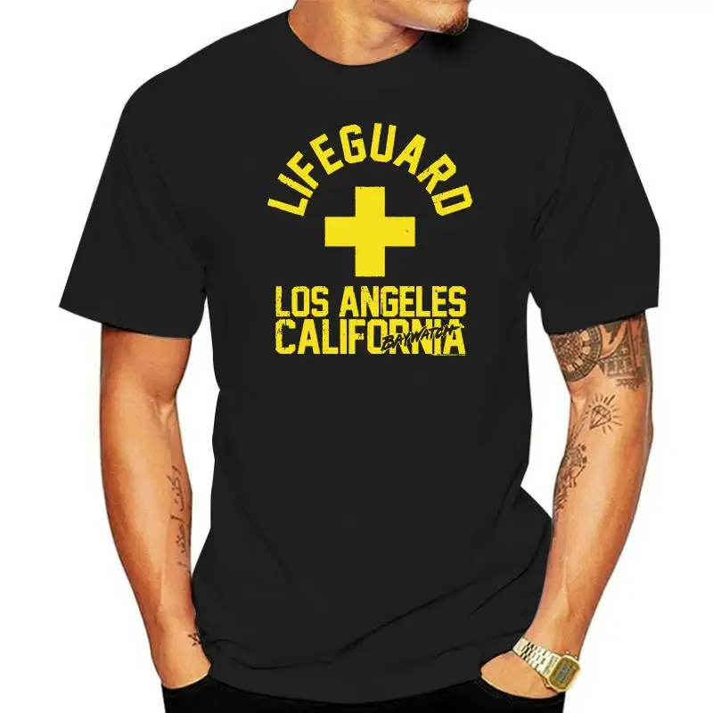Мужская футболка Baywatch Lifeguard Los Angeles Beach ТВ Калифорния винтажная рубашка с круглым