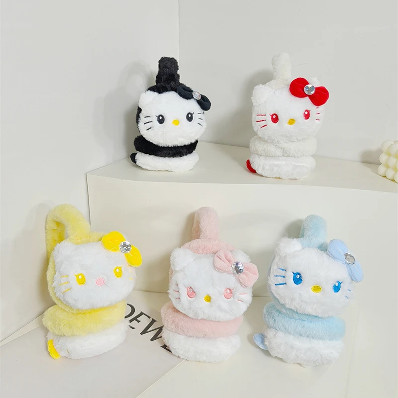 Плюшевые наушники Sanrio с героями мультфильмов Hello Kitty мягкие плюшевые теплые