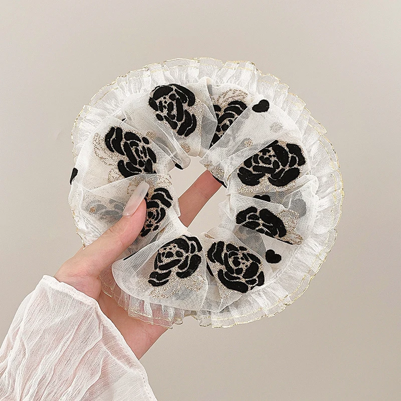 Элегантные широкие резинки для волос с кружевным краем и принтом женщин девочек