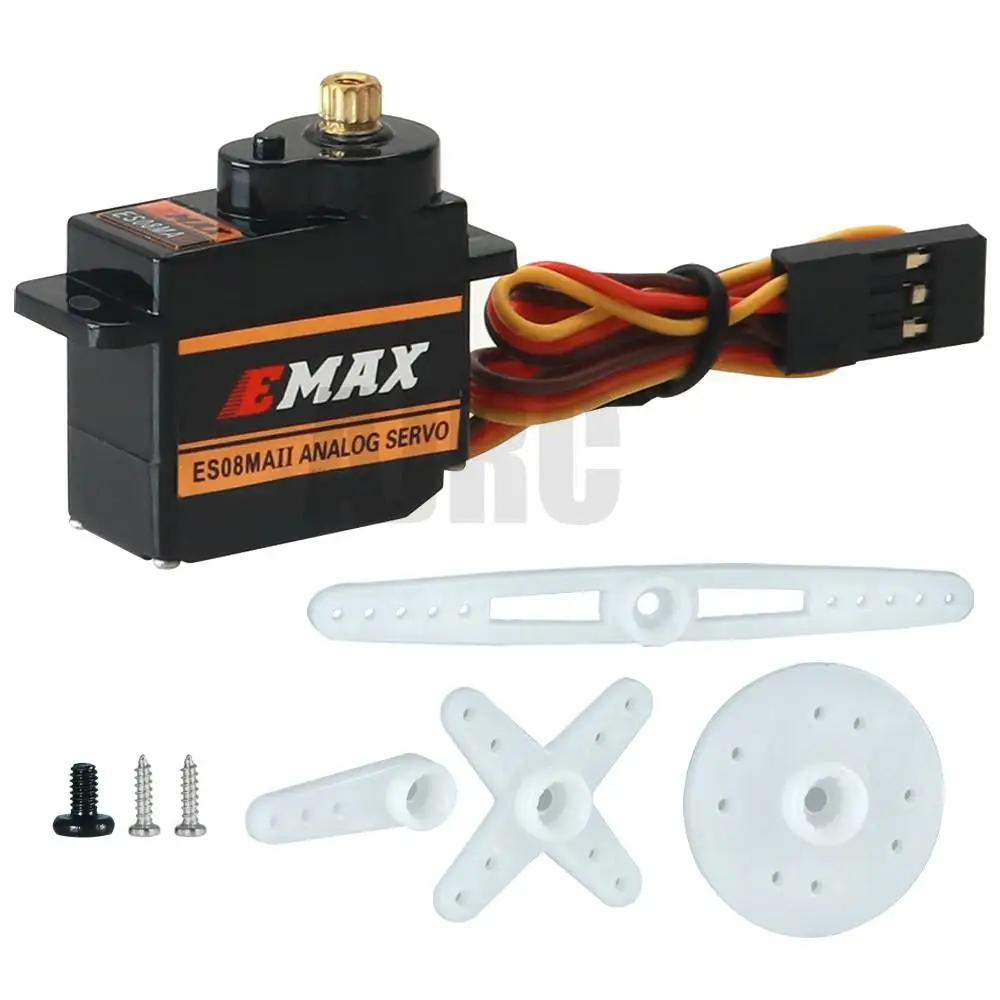 Фото EMAX EMX-SV-0275 ES08MA II 12g Аналоговый сервопривод с металлической шестерней для радиоуправляемой робототехники Самолет Крыло Автомобильный радиоуправляемый робот №3