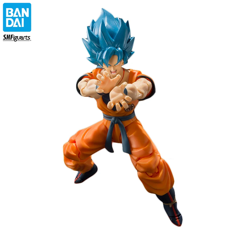 Bandai Original Dragon Ball Super Saiyan God Son Goku Blue Hair S.H.Figuarts PVC Figure Anime Model Toys Gift Kids Toys
