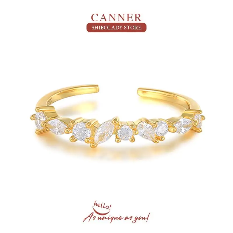 

CANNER Orchid/Purple/Green/Champagne/White Diamond Ring 925 Sterling Silver Luxury Jewelry Rings For Women Rings Anillos Bijoux