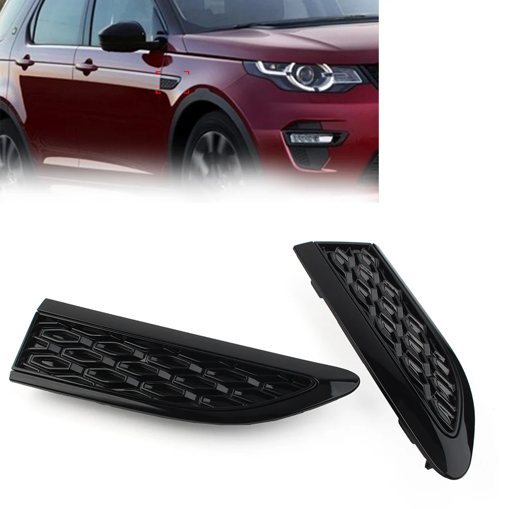 

1 пара, глянцевая черная Автомобильная сетка, крыло, Боковая Отделка вентиляционного отверстия, декоративная для Land Rover Discovery Sport 2015 + LR065248