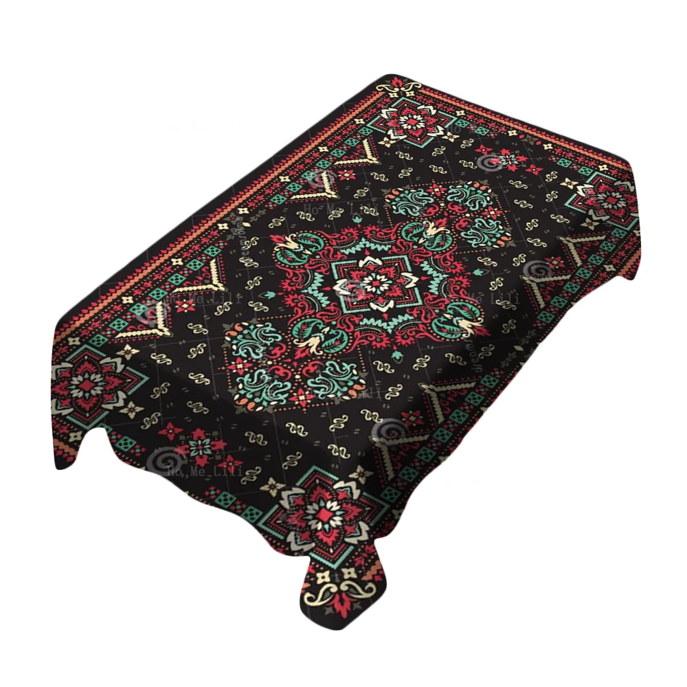 

Traditional Ethnic Pattern Paisley Floral Rectangular Bandana Print Design Rectangle Tablecloth By Ho Me Lili For Tabletop Decor