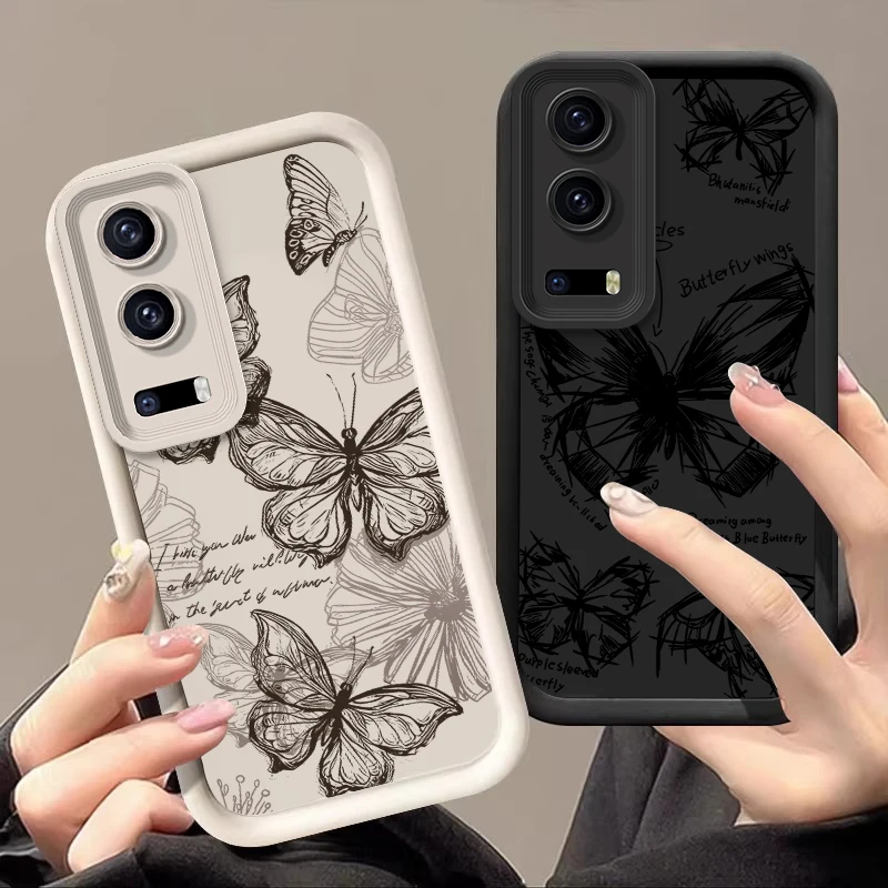 Black butterfly For Vivo V40 SE V21 5G 11 30 Pro 23 29 40 Y72 76 50 36 16 Y15S 55 28 X100 80 Lite Soft Silicone Phone Case